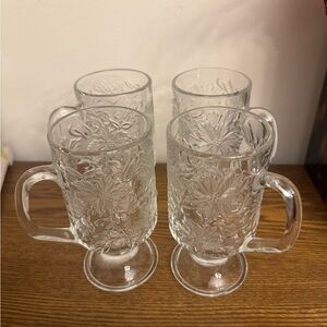 Set of 4 Princess House Fantasia Crystal Footed Hot Beverage Mugs #523 - EUC